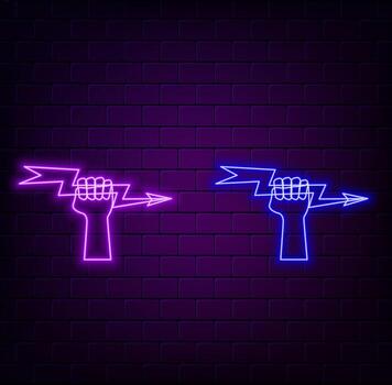 Lightning bolt icon. Science elements in neon style icons. Simple icon for websites, web design, mobile app vector