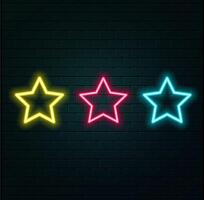 Bright glowing neon background. Endless futuristic mirror tunnel of glowing stars with floor reflections. Futuristic corridor with neon lights. Night club, party, event, and holiday. vector