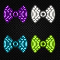 Set of abstract neon blue wave wifi signal. stock illustration. vector