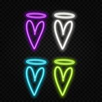 3D rendering of red heart neon on black background. Valentine's day concept. 3D illustration. vector