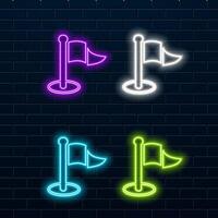 Glowing neon moving location symbol icon abstract background. neon icon. vector