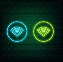 Laptop computer and wi-fi neon text vector