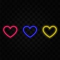 Glowing pink neon couple hearts banner with text space vector