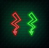 Neon lightning thunder and electricity vector