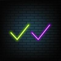 Search by Neon checkmark image or symbol. Success tag icon. Success check mark. vector