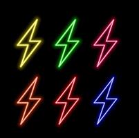 Lightning bolt neon sign. Neon lightning, thunder and electricity. style neon. vector