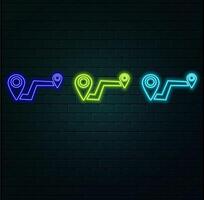 Neon glowing Location pin icon, symbol, sign. Glowing neon light location icon. Location symbol. location Icon Neon Light Glowing red Bright Symbol with black Background.. vector