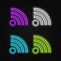 modern advertisement Free WiFi. Purple glowing Font. Neon Alphabet Letters and Numbers set vector