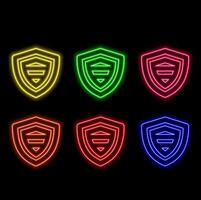 Futuristic cyber security shield guard blue abstract digital glowing background. Hacking technology computer network protection concept. Cybersecurity system tech sign symbol. illustration vector