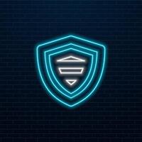 shield neon sign, modern glowing banner design, colorful modern design trends on black background. illustration.style neon. vector