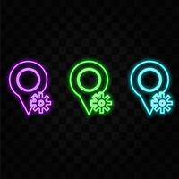 Line Location with gear icon isolated on white background. Colorful outline concept. style neon. vector
