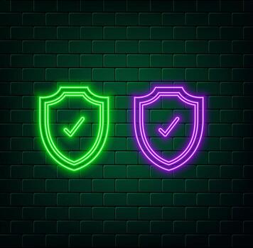 Shield with Check mark Network security safety privacy concept Abstract Low Poly Wireframe Mesh Design Illustration vector