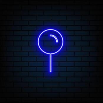 Pin neon style icon Simple thin line outline of web icons for ui and ux website or mobile application isolated on brick wall vector