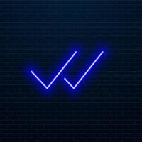 3D neon abstract check mark vector