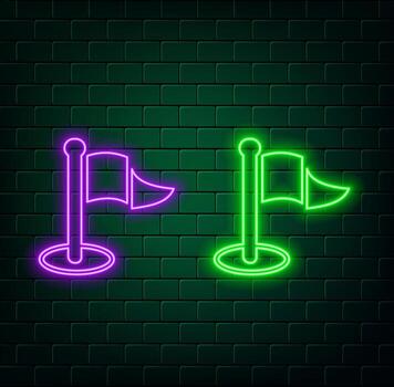 Location pin icon in neon style Simple thin line outline of web minimalistic icons for UI and UX website or mobile application vector