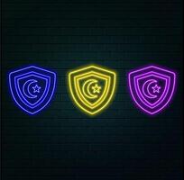 UI icon with neon light isolated in black background. 3d rendering - illustration. purple color. vector
