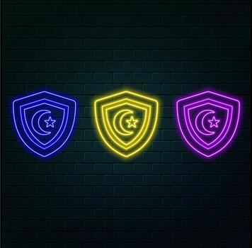UI icon with neon light isolated in black background. 3d rendering - illustration. purple color. vector