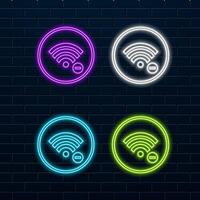 Neon wifi signal collection. blue color. vector