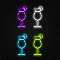 Cold gin tonic under pink and blue light illumination on smoky background with copy space. vector