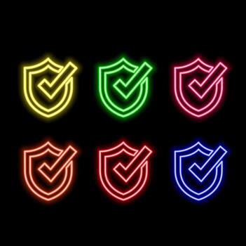 Green check mark tick icon from connecting dot and line light effect illustration isolated on transparent background. yellow color. neon icon. vector