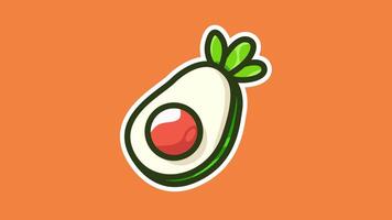 Smiling Avocado Animation on Orange Background in 4K. Cute Background Loop Animation video