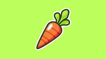 Happy Carrot Animation with Bright Green Background in 4K. Cute Background Loop Animation video