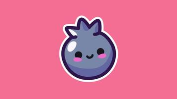 Adorable Blueberry Animation with Pink Background in 4K. Cute Background Loop Animation video