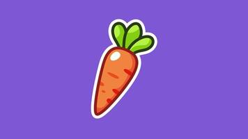 Cute Single Carrot Animation on Purple Background in 4K. Cute Background Loop Animation video
