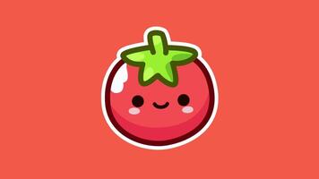 Happy Tomato Animation with Orange Background in 4K. Cute Background Loop Animation video