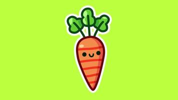 Cute Smiling Carrot Animation on Bright Green Background in 4K video