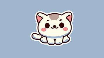 Adorable White Cat Sitting in a Blue Background 4K Loop Background Animation Footage video