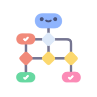 Visualizing decision-making processes flowchart creation in digital workspace graphic illustration modern environment top-down view png