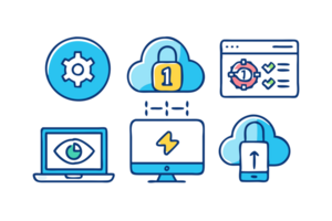Cybersecurity solutions data protection strategies online infographic digital environment informative viewpoint png