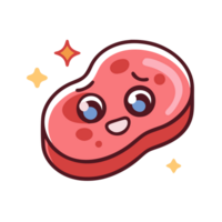 Kawaii action scene with a cute animated meat character colorful background digital art whimsical environment playful viewpoint png