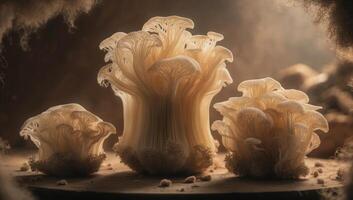 A community mushroom farm using organic waste as compost, organic produce photo