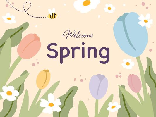 Hello spring banner. Trendy texture. Season vocation, weekend, holiday logo. Spring Time Wallpaper. Happy spring Day.
