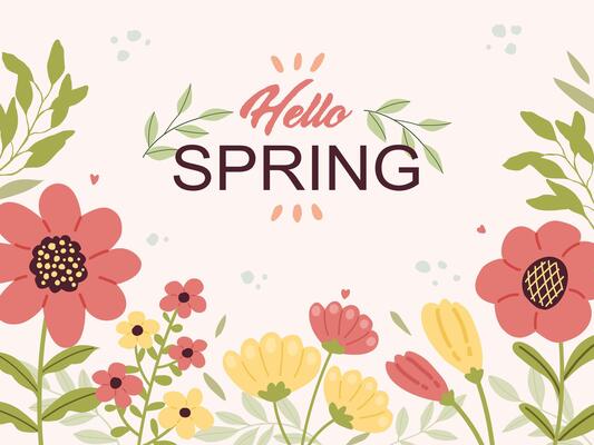 Hello spring banner. Trendy texture. Season vocation, weekend, holiday logo. Spring Time Wallpaper.