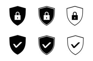 Security shield illustration. Security shields symbols with check mark and padlock. Shield security icon vector