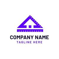 Architecture logo design with a triangle shape and house in negative space vector