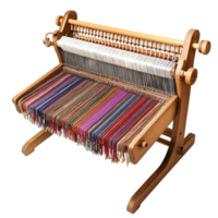 Weaving Machine with a Wooden Frame and a Loom png