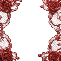 Red Lace and Roses on Transparent Background png
