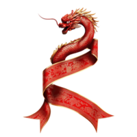 Chinese Dragon with Red Ribbon Design png