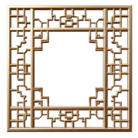 Square Wooden Lattice Frame with Geometric Pattern png