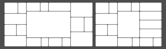 Collage image frame grid template. Rectangle card graph showcase layout. User game dashboard mockup bento design. Advertisement material photo mockup pattern. Blank square business data bar column. vector