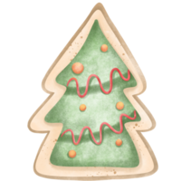 Watercolor Christmas gingerbread cookie in the shape of Chrismas tree , ginger bread cookies shape tree png