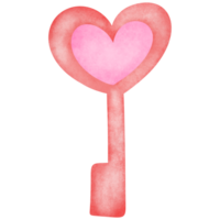 whimsical key with a heart-shaped top. The design features soft colors, with a light pink heart at the center and a light red outline, giving it a playful and affectionate vibe. png