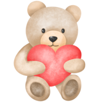 A cute teddy bear holding a red heart, symbolizing love and warmth. Perfect as a gift for special occasions like Valentine's Day png