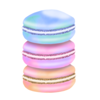 A stack of three colorful macarons png
