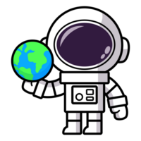 Man Cartoon Astronaut Holding Earth Illustration png