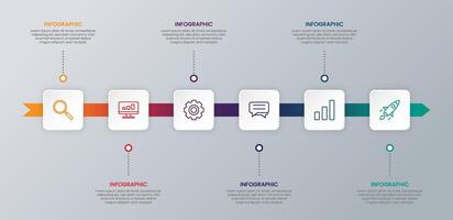 6 option timeline infographic vector